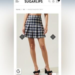 NWT Sugarlips Hillard Plaid Pleated Mini Skirt